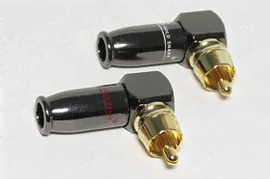 Разъем RCA вилка, 4-6мм, на кабель, Au, белый, угловой
